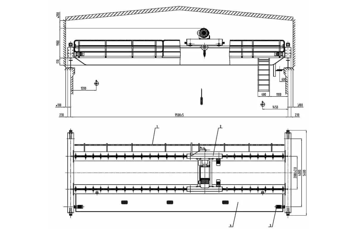 Double Girder EOT Crane Drawing