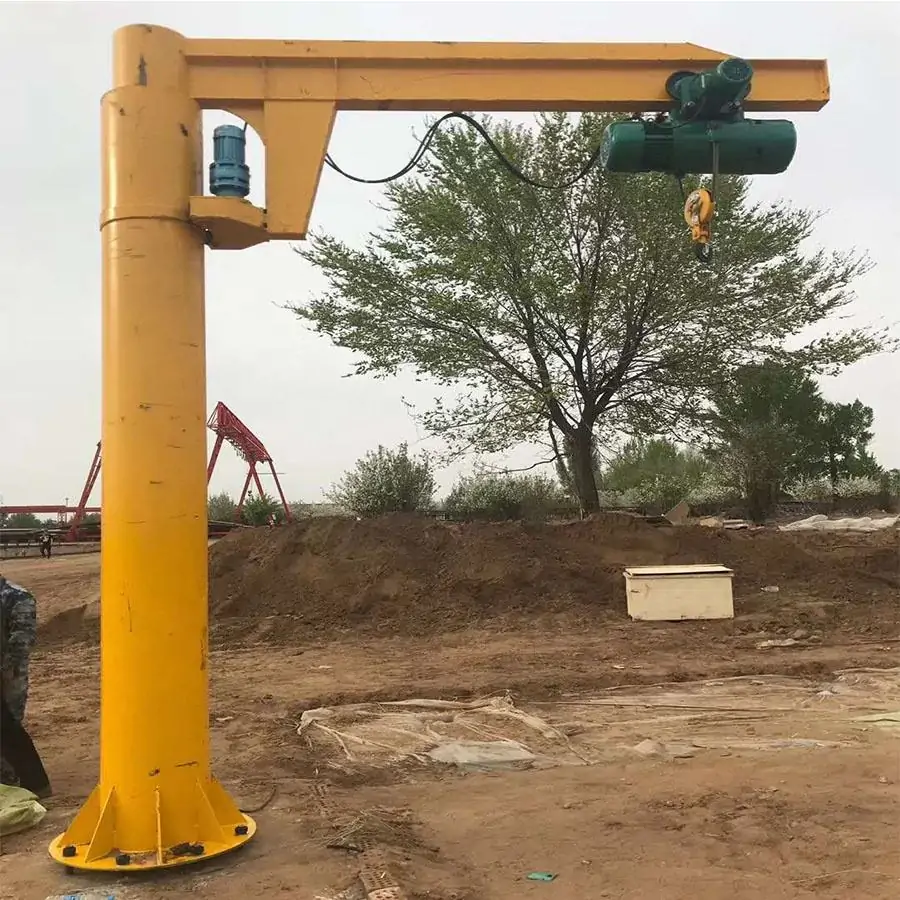 free standing jib crane at construction site