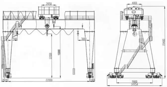Custom 50 Ton Gantry Cranes Drawing