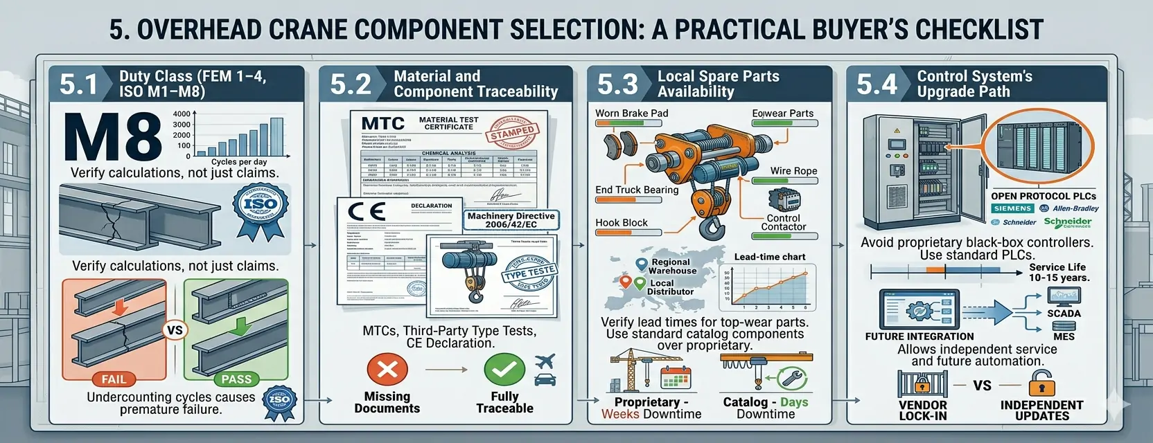 Components Selector Chart Parts of an Overhead Crane: Names, Functions, and Selection Guide for ...