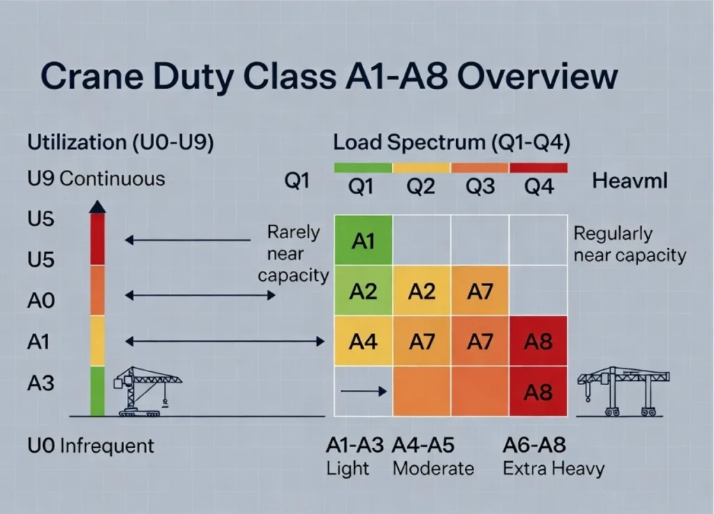 crane duty class A1-A8 classification diagram