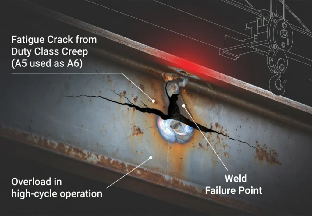 crane fatigue crack duty class overload