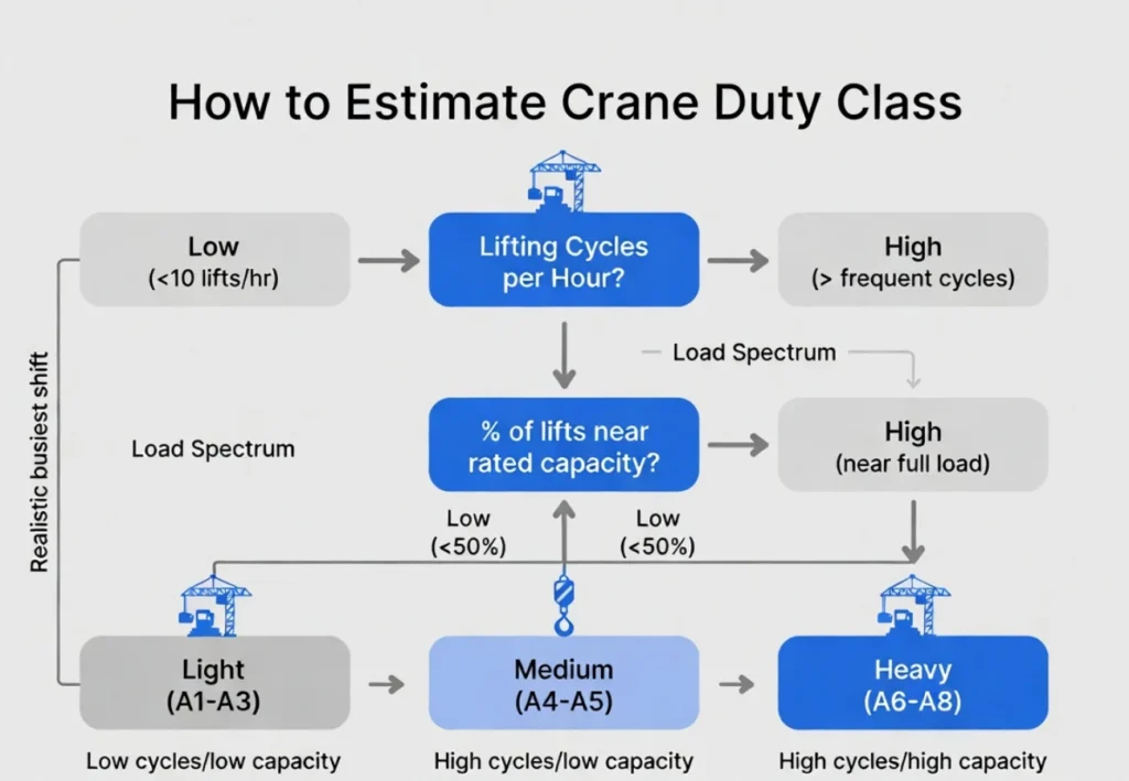 how to estimate crane duty class lifting frequency