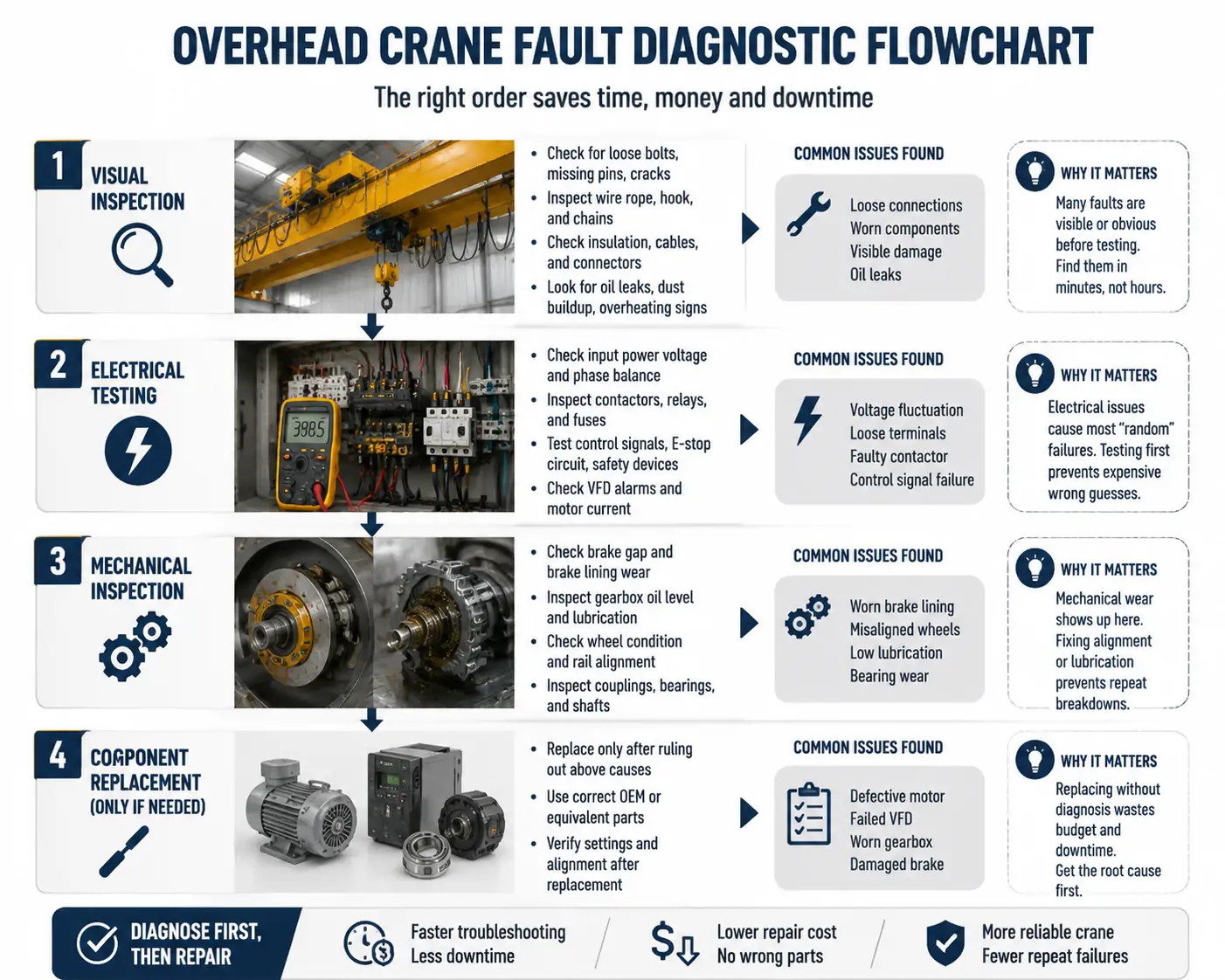 overhead-crane-fault-diagnostic-flowchart-visual-electrical-mechanical-inspection