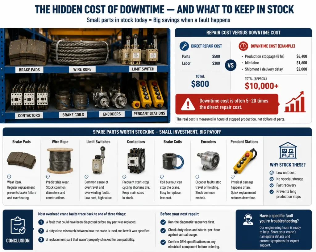 overhead-crane-spare-parts-stock-brake-pads-wire-rope-limit-switch