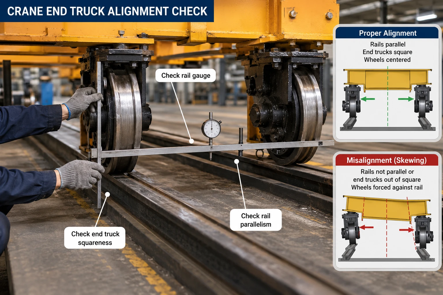 crane-end-truck-alignment-check-rail-gauge