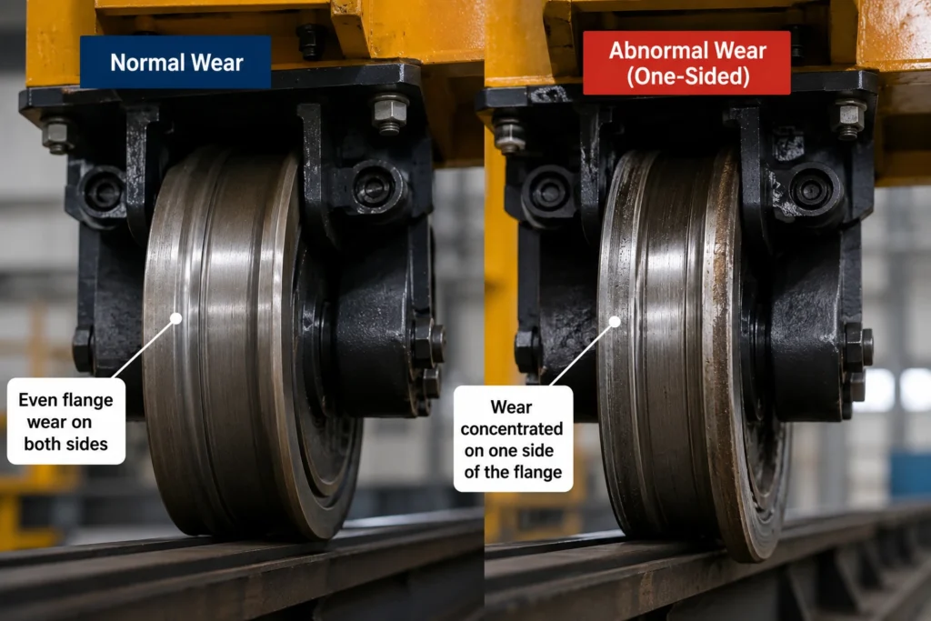 crane-wheel-flange-wear-one-sided-pattern