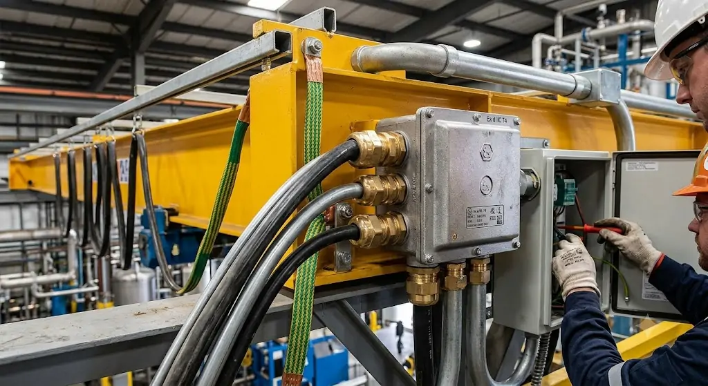 explosion-proof-crane-installation-cable-glands-bonding