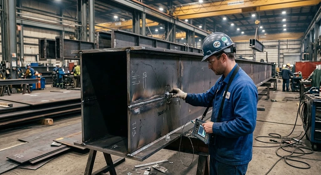 overhead-crane-main-girder-fabrication-weld-inspection