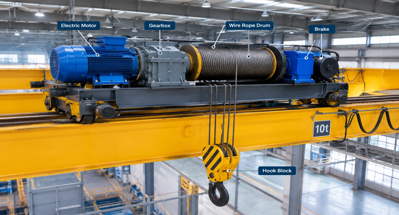 crane-winch-mounted-on-overhead-crane-trolley