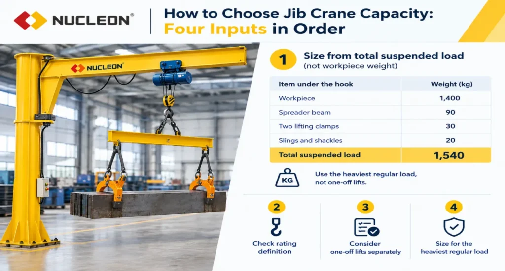 total-suspended-load-on-a-jib-crane-with-spreader-beam-and-lifting-clamps