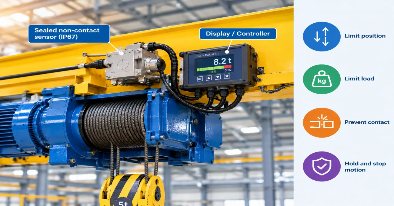 IP67-non-contact-limit-sensor-on-overhead-crane-in-harsh-environment